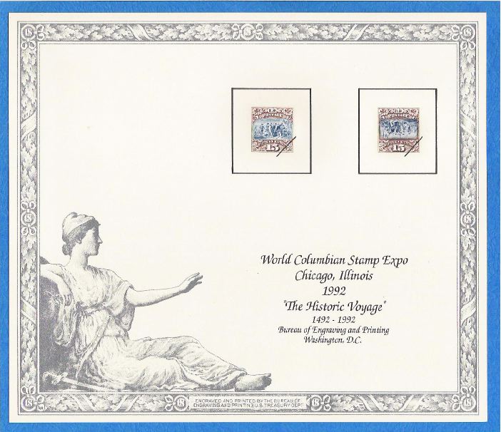 1992 BEP B 153 Souvenir Card FUN 1862 The Historic Voyage Christopher Columbus 